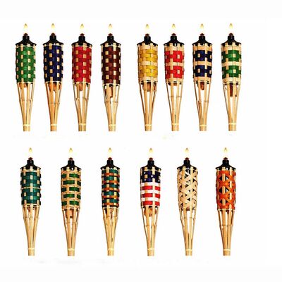 アウトドアキャンプ用天然竹トーチ、ガーデンパーティー装飾、手作りエコフレンドリー火トーチ、防水