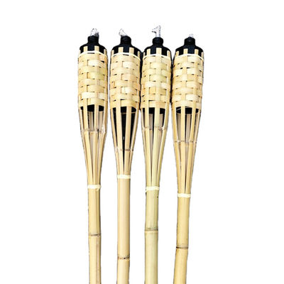 交換可能なグラスファイバー芯付き天然竹トーチ - 裏庭パーティー、結婚式、通路の照明用