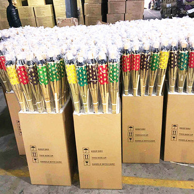 交換可能なグラスファイバー芯付き天然竹トーチ - 裏庭パーティー、結婚式、通路の照明用