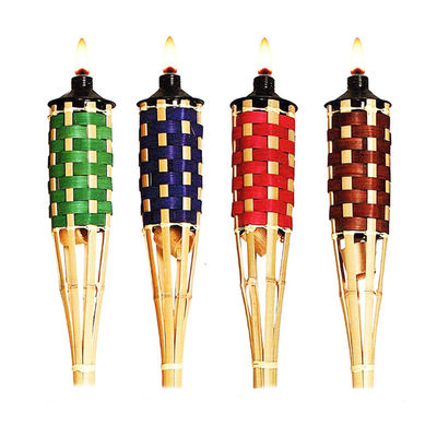 交換可能なグラスファイバー芯付き天然竹トーチ - 裏庭パーティー、結婚式、通路の照明用