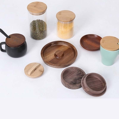 香水の蝋燭のびんのふたのガラス プラスチック コップのためのタケ瓶のふたレーザーのロゴ