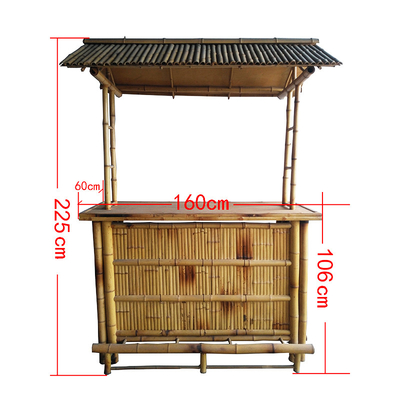 小屋党屋外のTiki熱帯棒腰掛けのカウンターが付いているタケ浜のTiki棒