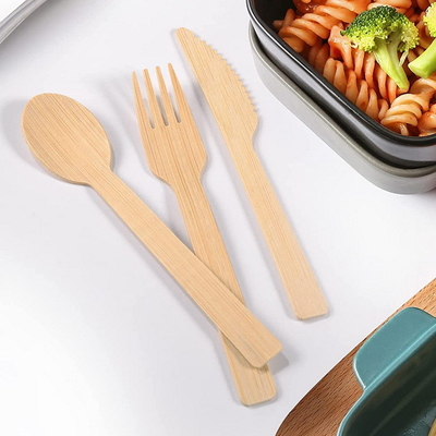 環境に優しい食事用器具類のタケ原料使い捨て可能なテーブルウェア セットのナイフはスプーン分岐する