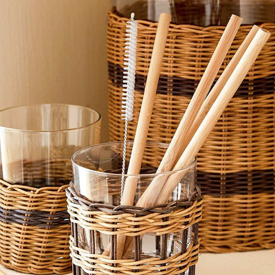 22.5cmの使い捨て可能なタケわらの飲料の使用法のタケ ストロー