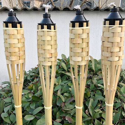 Luau党庭の装飾の金属オイルの小さなかんが付いているタケ燃え立つトーチ