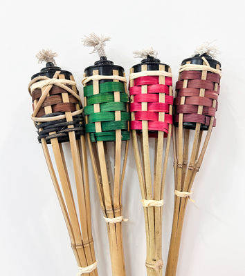 天然の竹のティキタッチ ブラックメタルウィックホルダー